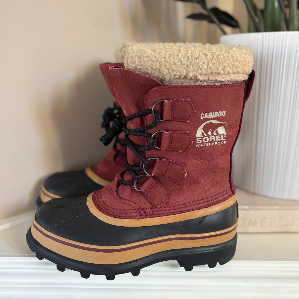 Sorel Caribou Maroon Waterproof boots